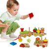 Yoptote Legno Geometriche Blocchi Dei Treni Costruzione Stacking Kit Di Montaggio Giocattolo Tirare Lungo Puzzle Per Bambini 3 Anni 0 0