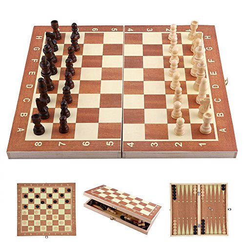 Tagliere 3 in 1 24 cm CT Schach Dame Backgammon in scatola pieghevole in legno
