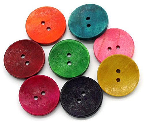 per cucito SiAura Material – 200 bottoni rotondi in legno per scrapbooking colorato 10 mm mix casuale bricolage e decorazione 2 fori 
