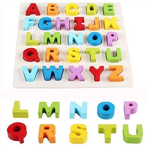26 Lettere in Legno Giocattolo Educativo in Legno CP Puzzle in Legno Alfabeto Didattico Lettere Didattiche in Legno