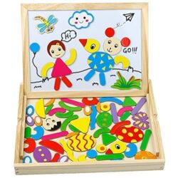 Tonze Puzzle Legno Magnetico Lavagna Magnetica Legno Giocattoli Animali Jigsaw Puzzle Lavagna Double Face Giochi Montessori Per Bambini 3 4 Anni 0