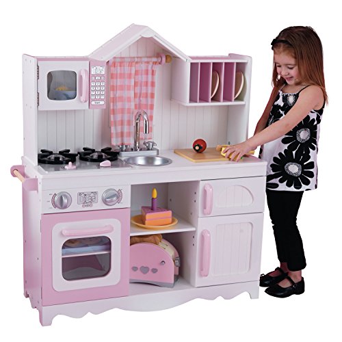 Cucina per bambini in legno cucina gioco Giocattolo Cucina Con Accessori Rosa/Rosa 